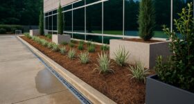 Low-rise Orange County commercial property prepared for winter exterior maintenance